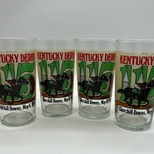 (4) 1989 OFFICIAL KENTUCKY DERBY MINT JULEP GLASS HORSE RACING CHURCHILL DOWN